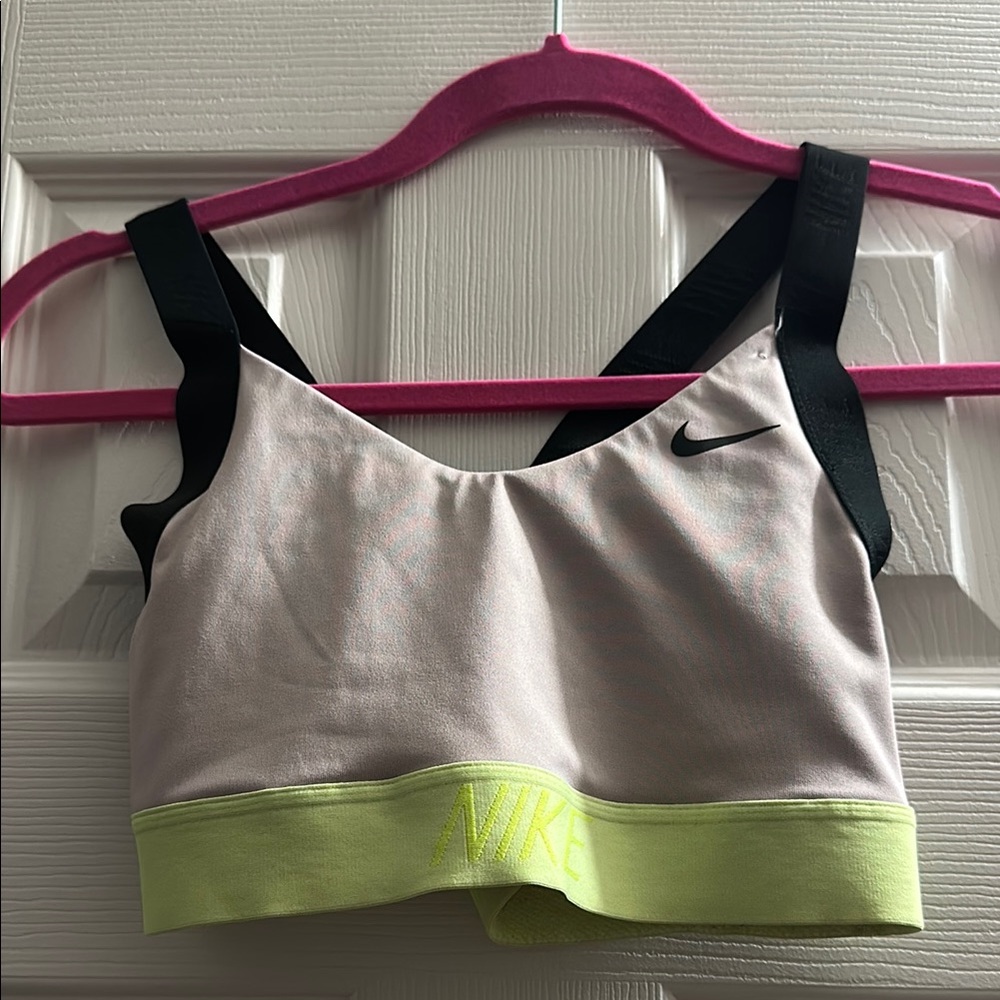 Nike Sports Bra with Black and Neon Yellow Accents